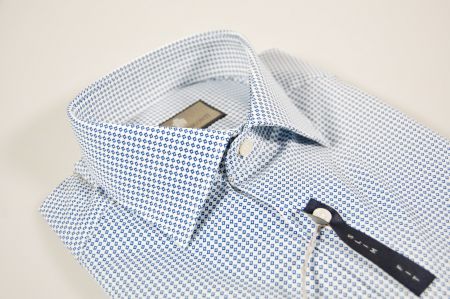 Camicia slim fit micro disegno azzurro duca visconti