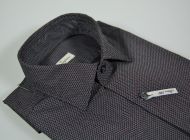 Camicia ingram slim fit micro disegno grigio nero e bordeaux