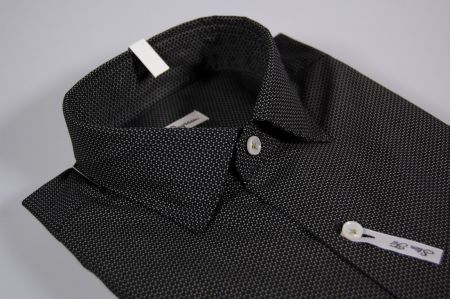 Camicia ingram slim fit nera micro fantasia collo piccolo moda