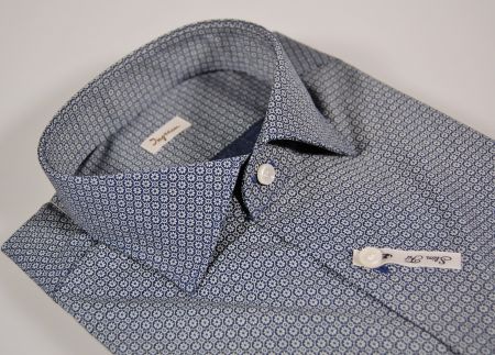 Camicia ingram slim fit cotone strech blu micro disegno