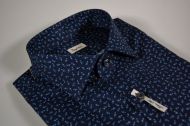 Camicia ingram slim fit in cotone stretch blu scuro a fantasia