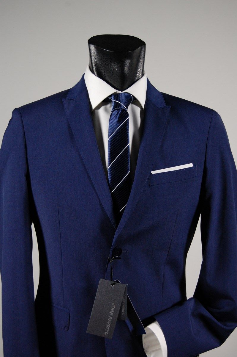 Abito moda uomo a 2 bottoni petto a lancia slim fit blu marine John Barritt  outlet online
