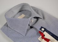 Camicia slim fit pancaldi micro fantasia blu in cotone stretch