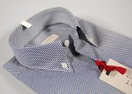 Blue cotton button down collar design shirt micro stretch