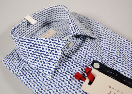 Camicia slim fit pancaldi cotone stretch fantasia azzurra