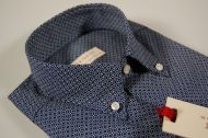 Camicia pancaldi maniche corte button down con taschino blu micro disegno