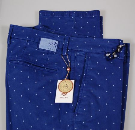 Pantalone fradi slim fit a pois cotone stretch in due colori 