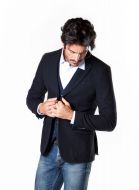 Giacca slim fit blu john barritt in lana e seta sfoderata