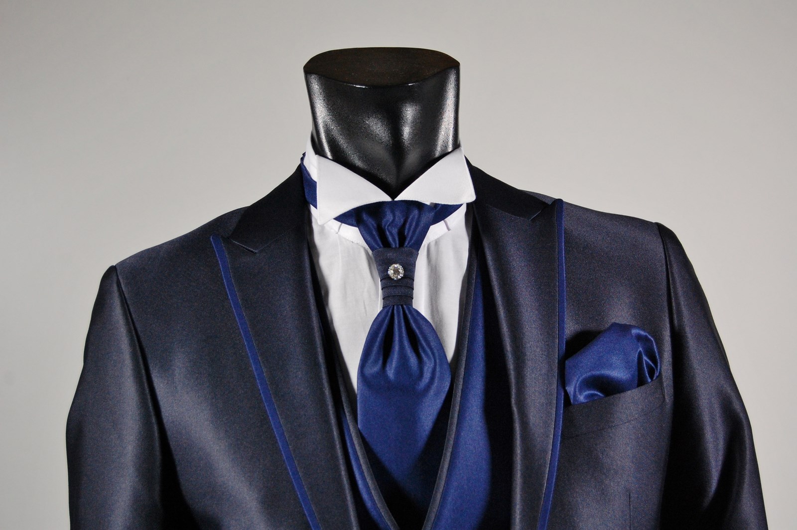 Slim fit suit Musani man ceremony in blue and black outlet