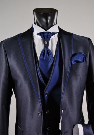 Slim fit suit musani ceremony in blue and black