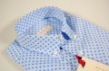 Camicia azzurra a fantasia pancaldi collo button down con taschino