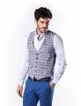 Gilet slim fit john barritt in cotone e lino a quadri