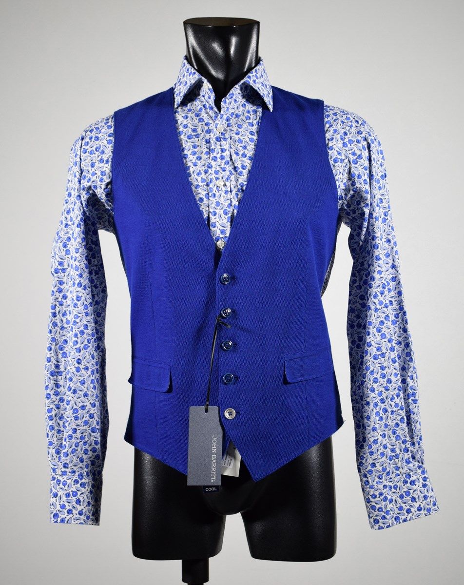 Gilet panciotto moda uomo John Barritt azzurro in puro cotone