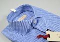 Camicia pancaldi slim fit stampa azzurra collo francese