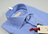 Blue print slim fit spread collar shirt pancaldi