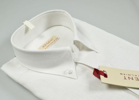 Camicia pancaldi button down con taschino in cotone e lino in due colori