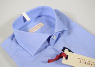 Slim fit blue clear micro fantasy collar half sleeve shirt french