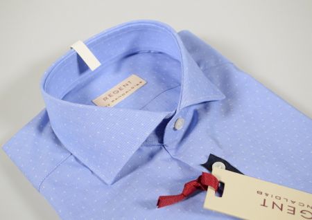 Slim fit blue clear micro fantasy collar half sleeve shirt french