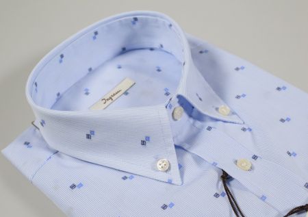 Shirt ingram button own blue thousand lines with micro fil coupè design