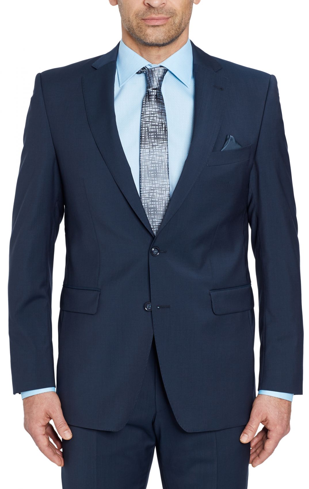 Abito classico da uomo Digel blu navy drop quattro corto in pura lana