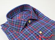 Ingram slim fit blue plaid shirt in washed cotton