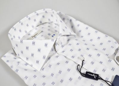 Ingram slim fit white shirt with blue design