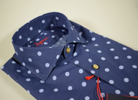 Ingram blue shirt with polka dots fit slim french collar