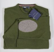 Maglione giro collo con toppe in lana cashmere regular fit in 5 colori