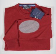Sweater round neck with patches in wool cashmere regular fit in 5 colors