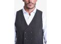 Gilet john barritt doppio petto slim fit fantasia a quadri blu verde