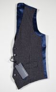 John Barritt Slim fit plaid waistcoat blue and burgundy mixed wool