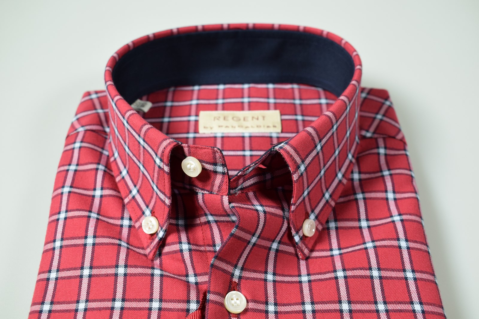 Camicia in Flanella Pancaldi collo button down Bordeaux a quadri Regular Fit