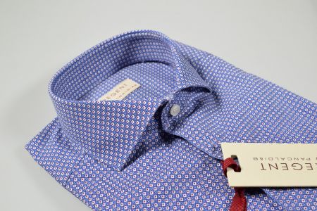 Camicia slim fit pancaldi azzurra micro disegno stampato 