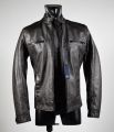 Short straight bottom jacket in eco leather slim fit