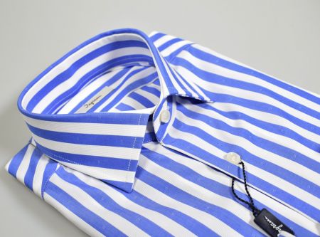 Camicia ingram a righe azzurro slim fit puro cotone