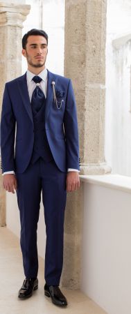 Dress blue slim fit Musani ceremony complete with waistcoat shirt tie