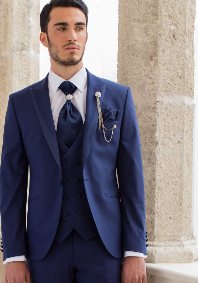 Abito da sposo Musani cerimonia collezione 2024 Bluette slim fit