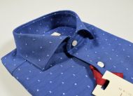 Slim fit blue collar french shirt pure embroidered cotton