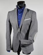 Light grey jacket John Barritt with cotton and linen patches