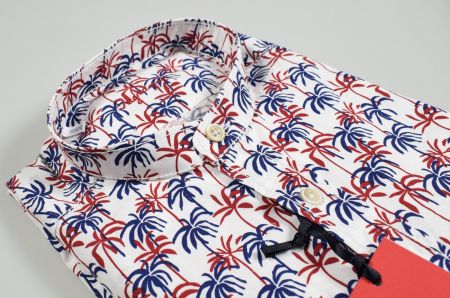Ingram cotton shirt in washed korean neck with pockets floral pattern