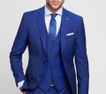 Abito digel blu royal con panciotto slim fit lana marzotto super 100's