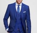 Royal blue Digel dress with waistcoat slim fit with Lana Marzotto Super 100 's