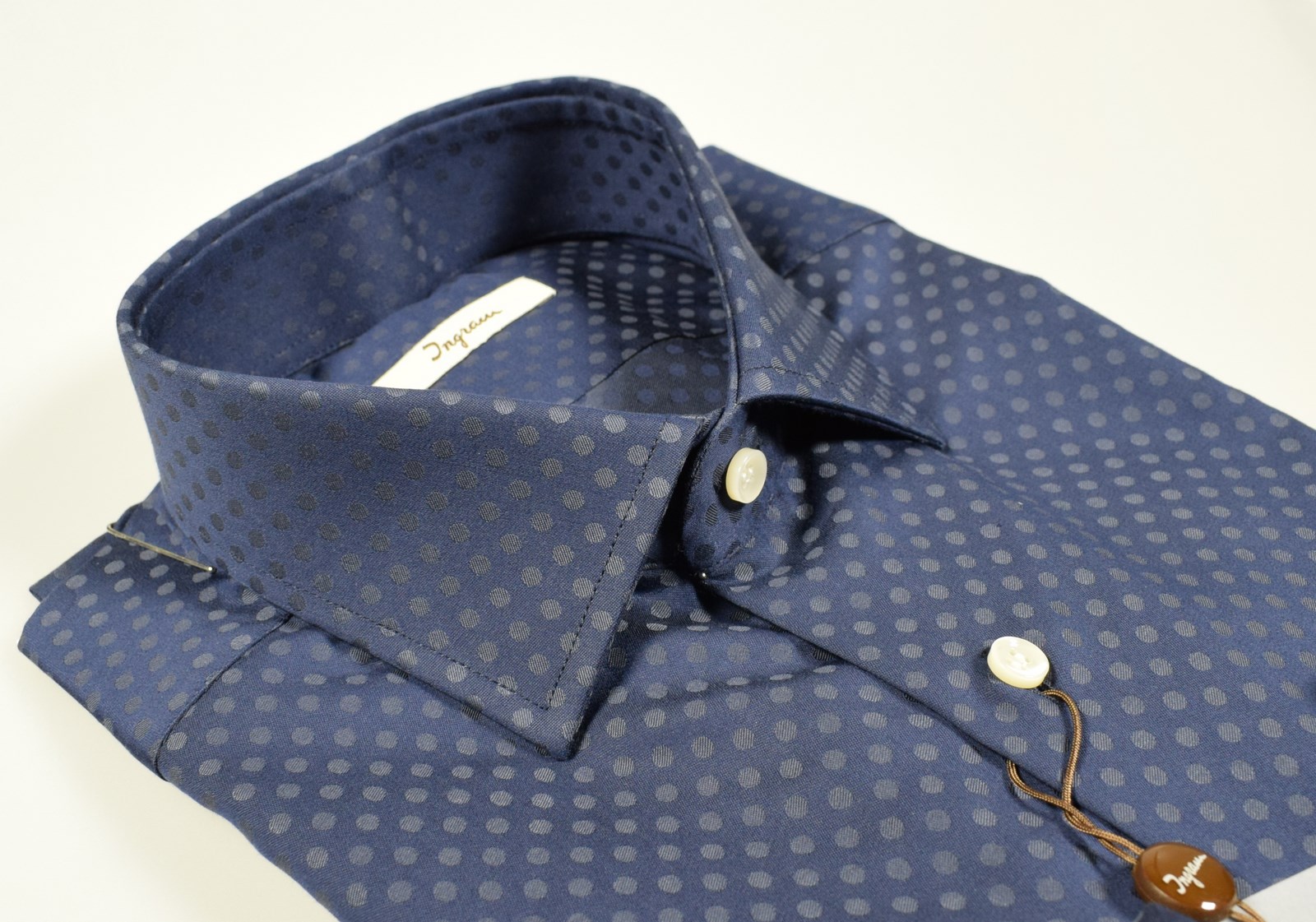 blue polyester dress W622S Fine Color Dot Short Sleeve Shirt  Marcello Sport