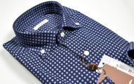 Camicia blu ingram in velluto stampato regular fit button down