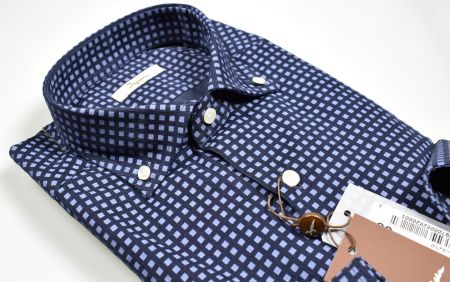 Blue Shirt Ingram printed velvet regular fit button down