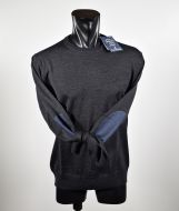 Round neck sweater with patches ocean Star regular fit wool combed