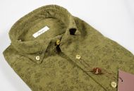 Ingram green shirt in printed velvet modern fit button down