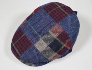 Cappello berretto imor blu a quadri in pura lana merino made in italy