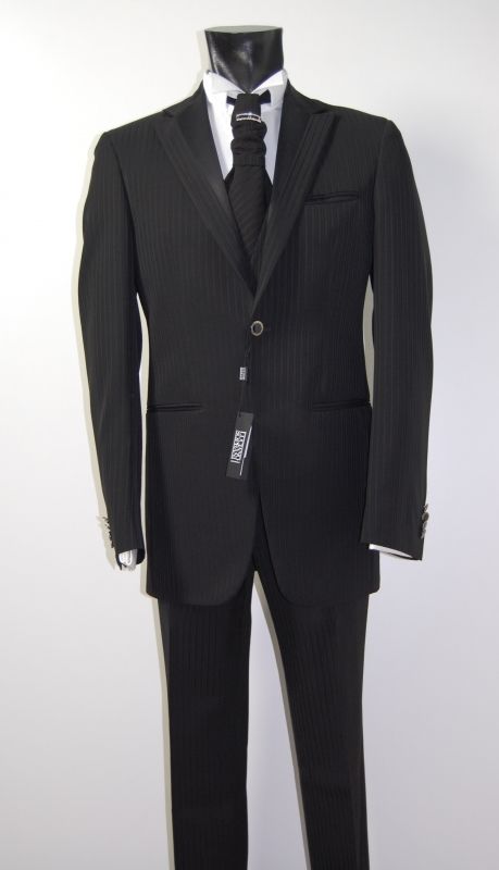 Abito da sposo Luciano Soprani Cerimonia Nero gessato outlet saldi