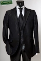 Black dress Slim fit Luciano sopranos glossy with waistcoat and tie
